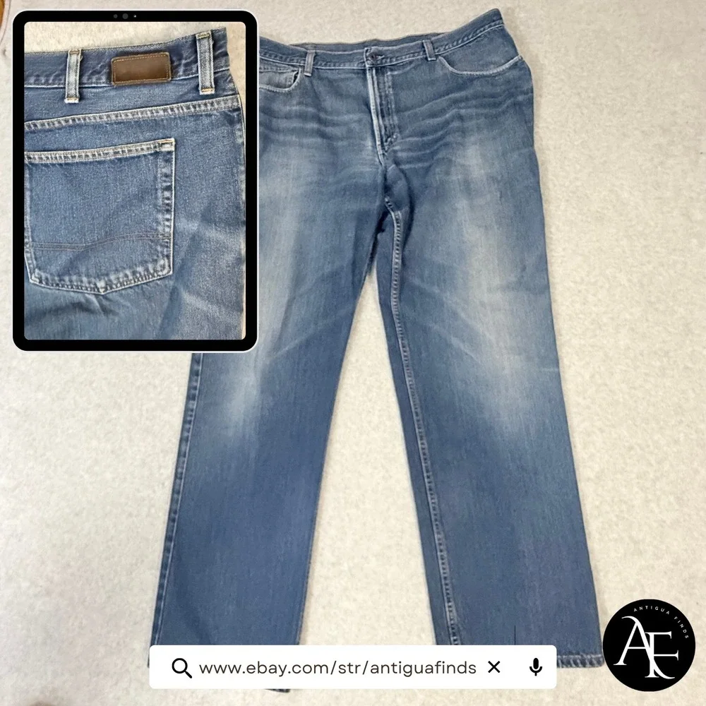 LL Bean Mens 42x34 Straight Leg Jeans Medium Wash Denim 100% Cotton OAAJ4